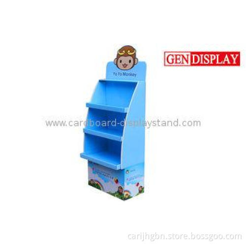 Baby Bottle Cardboard Display Stand With Three Blue Shelves
